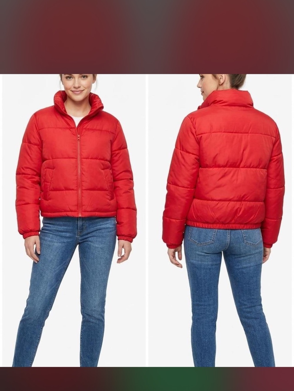 No Boundaries Red Quilted Puffer Jacket